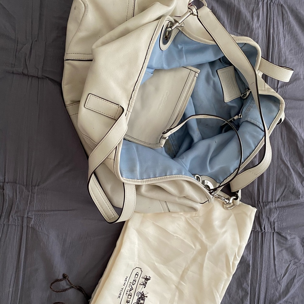 Large Coach Shoulder Bag - White